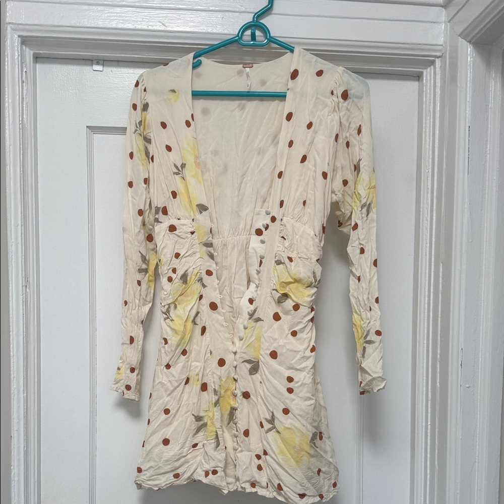 Free People Cream Cardigan with Subtle Dots